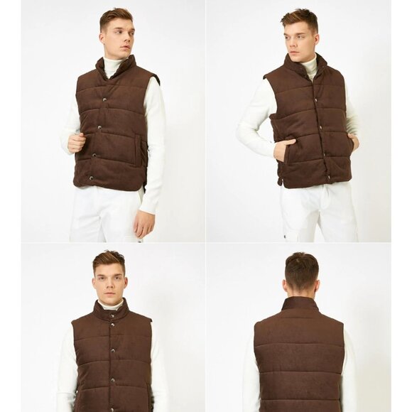 Current NET K128 Quilted Padded Brown Vest Puffer Men's M 4-6690 NWOT - Picture 1 of 11
